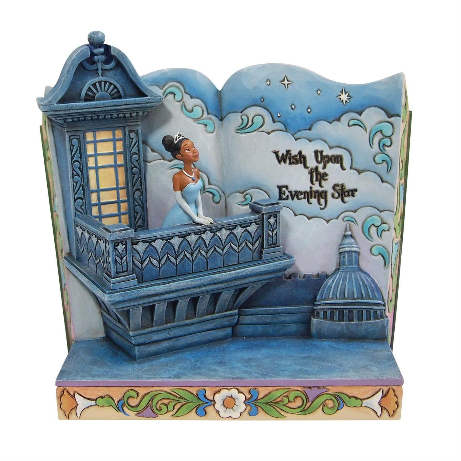 6015015 Jim Shore, Disney Traditions, Jim Shore Disney, 6015015, Wish Upon the Evening Star, Tiana Storybook, Prinzessin und der Frosch, Kiss the Frog, Küss den Frosch Jim Shore Disneyfigur, Jim Shore Storybook