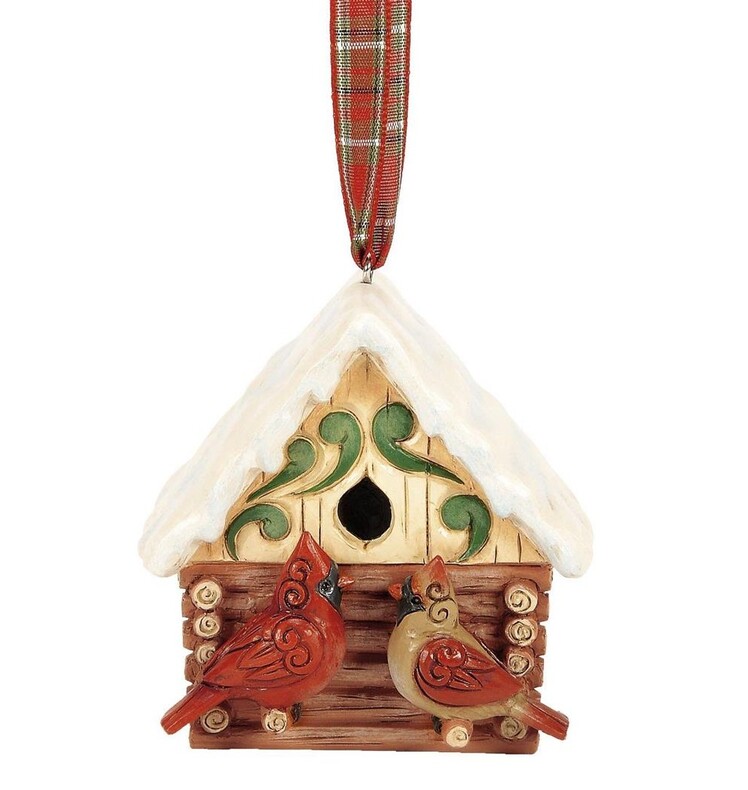 Log Cabin Birdhouse Ornament / Blockhütte mit Kardinälen - Heartwood Creek by Jim Shore 6017040 Log Cabin Birdhouse Ornament / Blockhütte mit Kardinälen - Heartwood Creek by Jim Shore 6017040