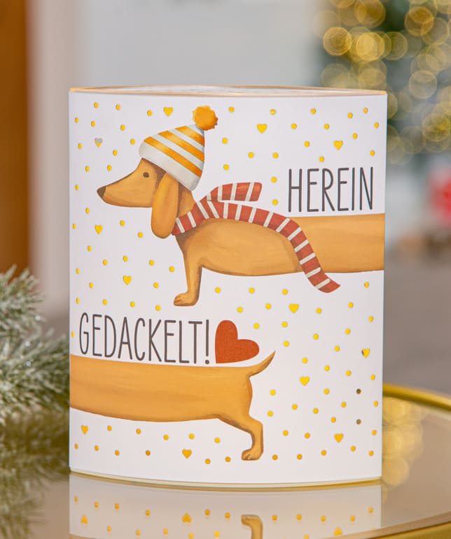 Tischlampe Dackel Frieda - Dekolampe Hund / 63265 Gilde LED Stimmungslicht mit Hundemotiv Dekoleuchte