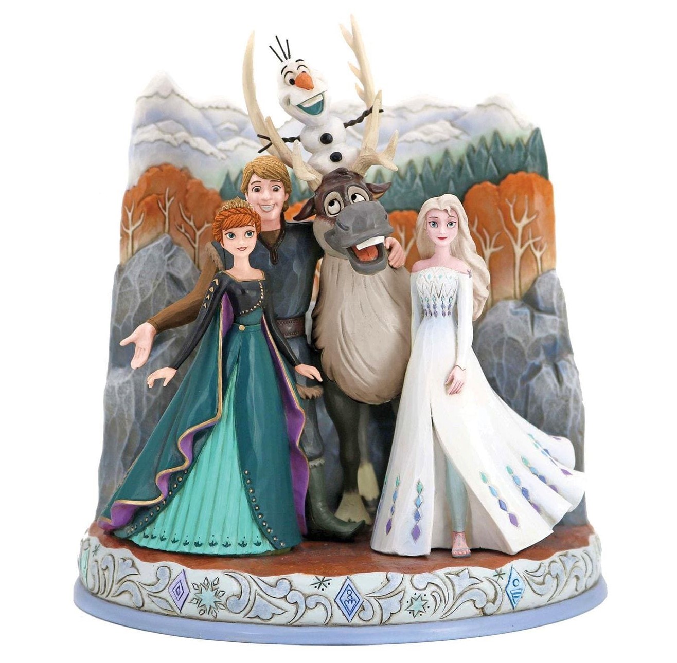 6013077a Disney Traditions, Jim Shore, Disney Traditions by Jim Shore, 6013077, Frozen 2 Carved by Heart, Frozen Figur, Jim Shore Disneyfigur, Die Eiskönigin Carved by Heart, Elsa, Anna, Olaf, Sven, Kristoff