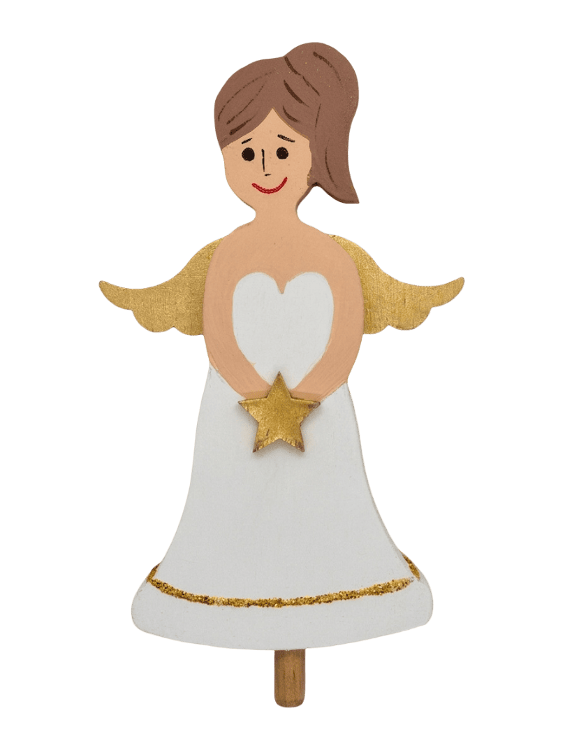Engel - Engel mit Glockenkleid und Stern, braun / Steckfigur für den großen Kerzenring von Sebastian Design