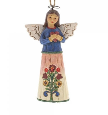 hc-6001455 Heartwood Creek, Jim Shore, Folklore Angel with Heart Ornament, Engel mit Herz, Anhänger