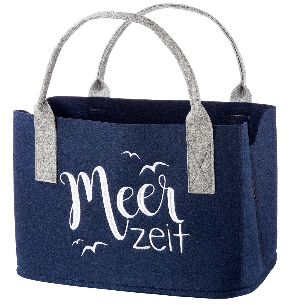 Tasche Meerzeit dunkelblau - Gilde Filztasche 49189 / Einkaufstasche / Strandtasche / Shopper / Handtasche / Tragetasche Tasche Meerzeit dunkelblau - Gilde Filztasche 49189 / Einkaufstasche / Strandtasche / Shopper / Handtasche / Tragetasche