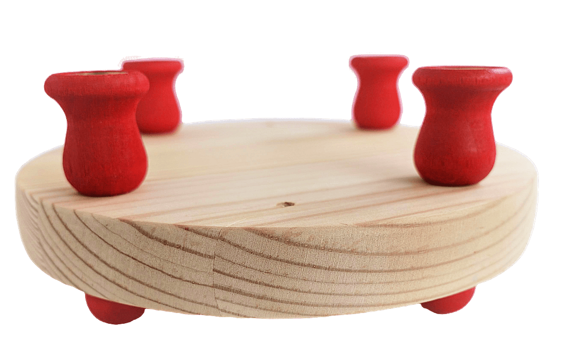 Kerzenring - Skandinavischer Kerzenring für kleine Stabkerzen massiv, rot - Sebastian Design Kerzenring - Skandinavischer Kerzenring für kleine Stabkerzen massiv, rot - Sebastian Design