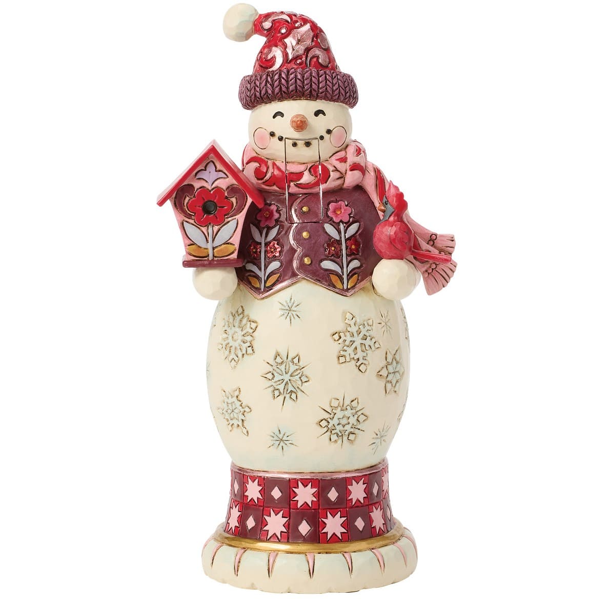 Nussknacker Schneemann rot-pink - Holiday Harmony - 6018906 - Heartwood Creek Jim Shore