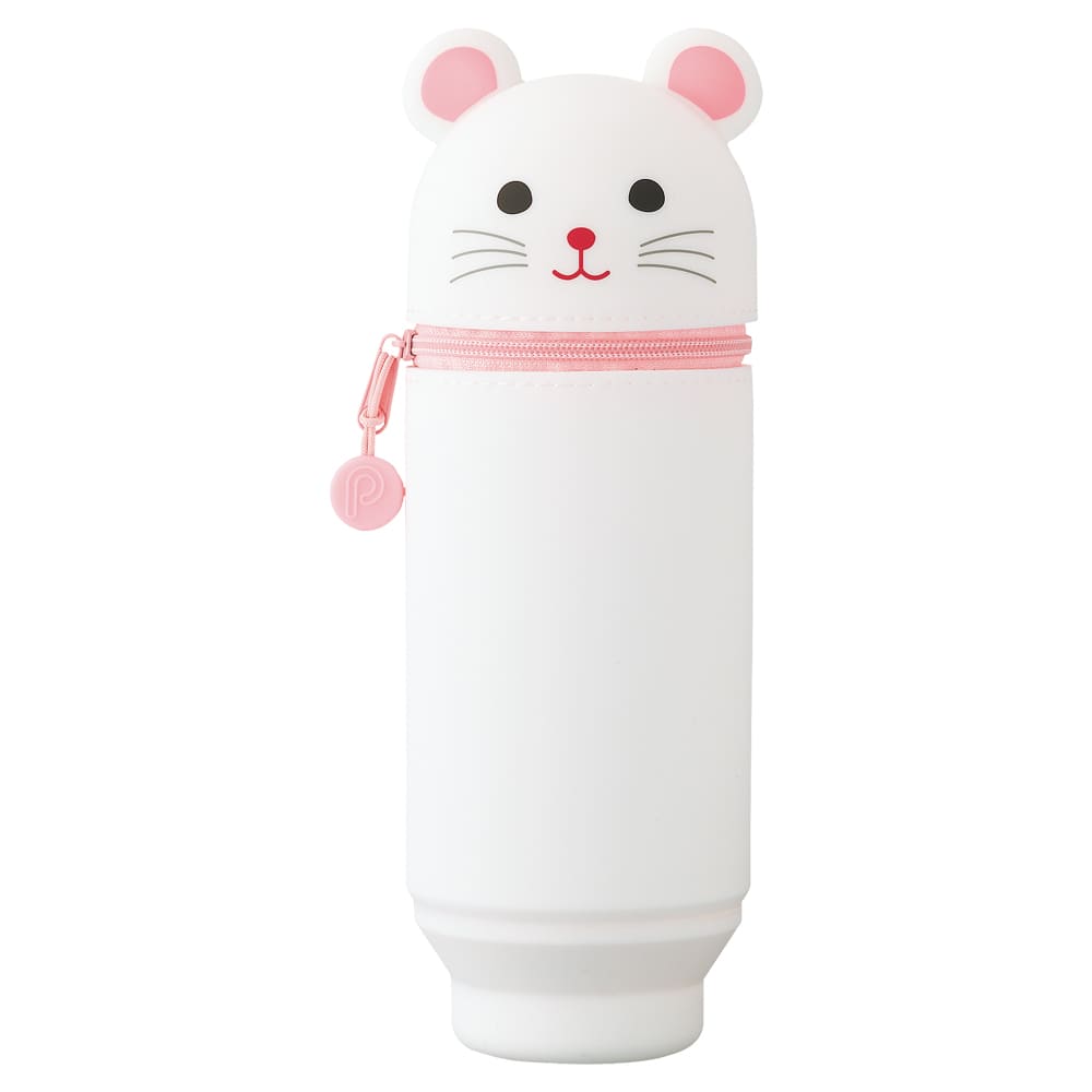 A-7714-15 PuniLabo, Punilabo, LPuniLabo, Punilabo, Lihit Lab, Federtasche und Stiftehalter, stehende Federtasche, Pencil Case, animal, Tiere, stand up pen case, A7714-15, Federtasche XL weiße Maus, white Mouse, Schlamper, Faulenzer, Federmappeihit Lab, Federtasche