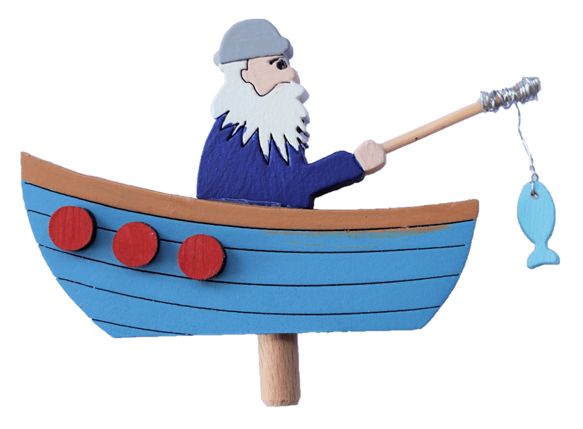 HK-M-037 Sebastian Design, Larsson, Kerzenring, Kerzenkranz, Candle ring, ,Steckfigur Angler, Fischer, Angler mit Fisch, HK-M-037, Jahreszeitentisch, maritime Deko, Nordic Design, Holzkranz