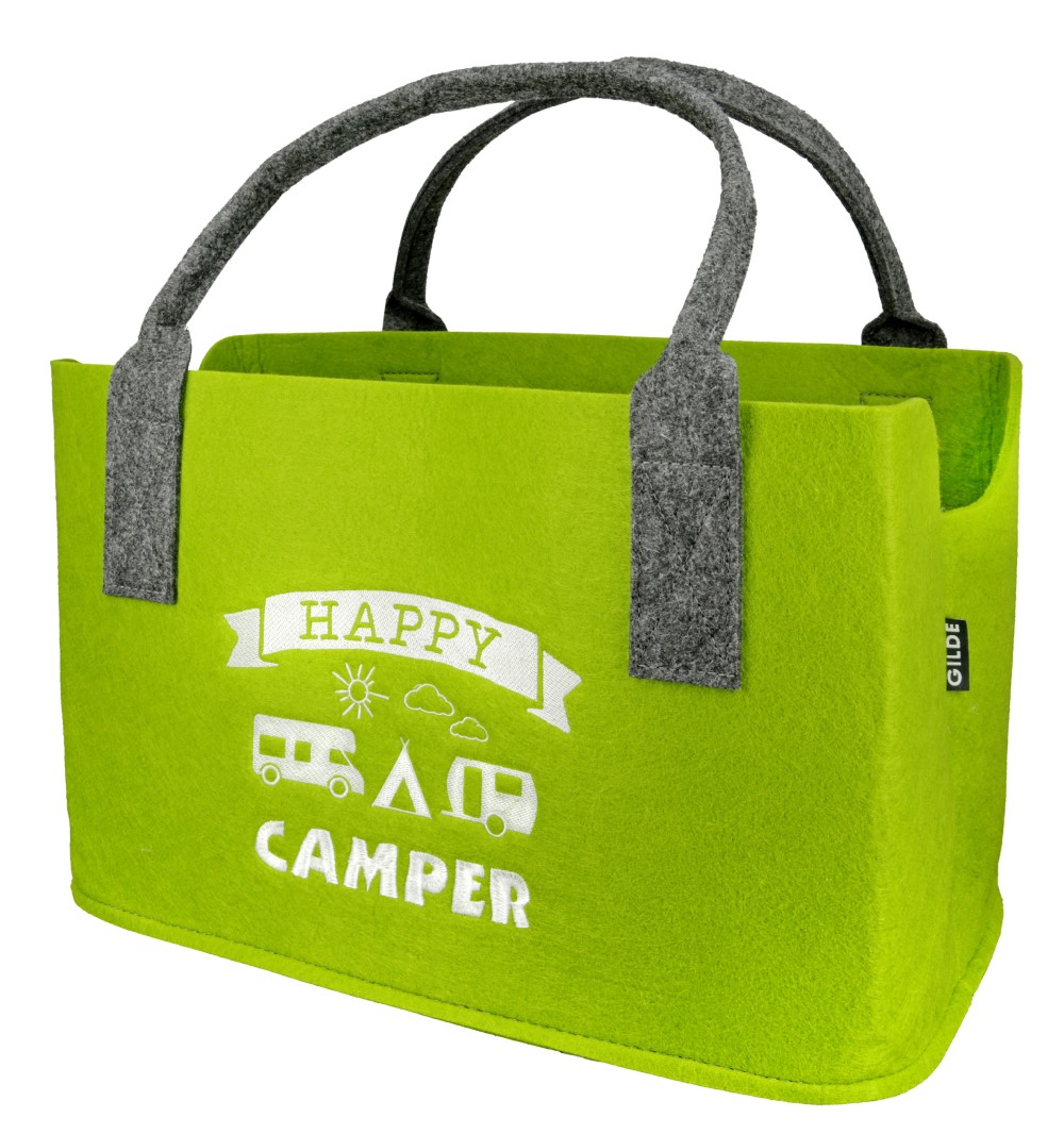 Tasche Happy Camper hellgrün - Gilde Filztasche 44427 / Einkaufstasche / Strandtasche / Shopper / Handtasche / Tragetasche Tasche Happy Camper hellgrün - Gilde Filztasche 44427 / Einkaufstasche / Strandtasche / Shopper / Handtasche / Tragetasche