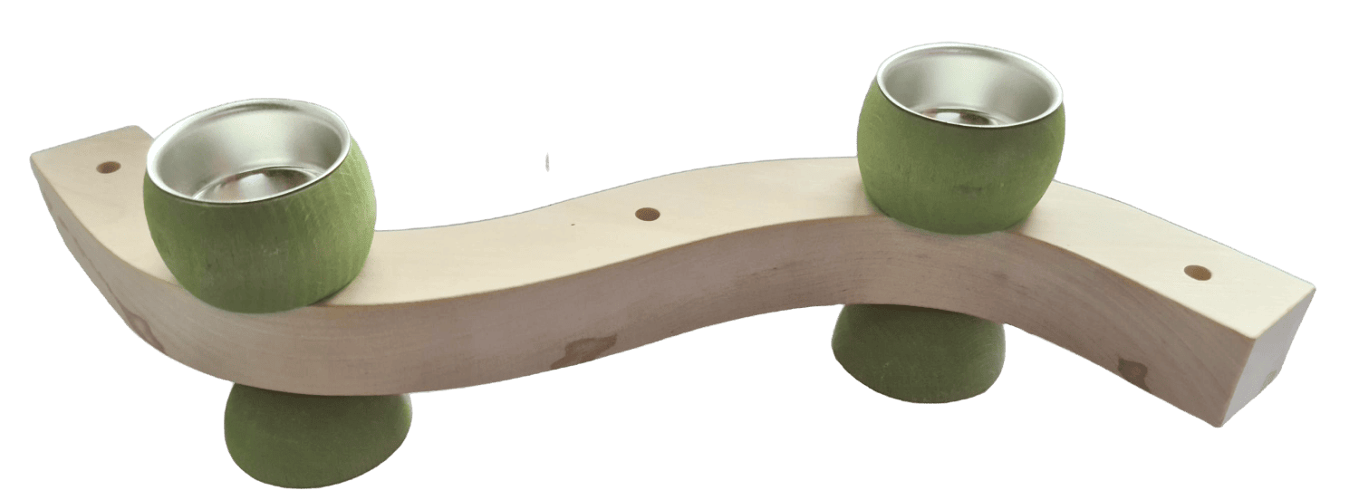 Kerzenwelle Talvel naturfarben mit  hellgrünen Teelichthaltern - für große Steckfiguren von Sebastian Design