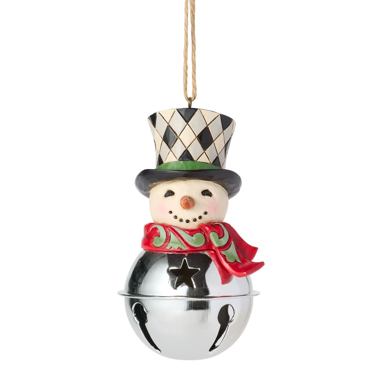 Schneemann auf Glöckchen Ornament 6019273 - Jim Shore Heartwood Creek Weihnachtsanhänger