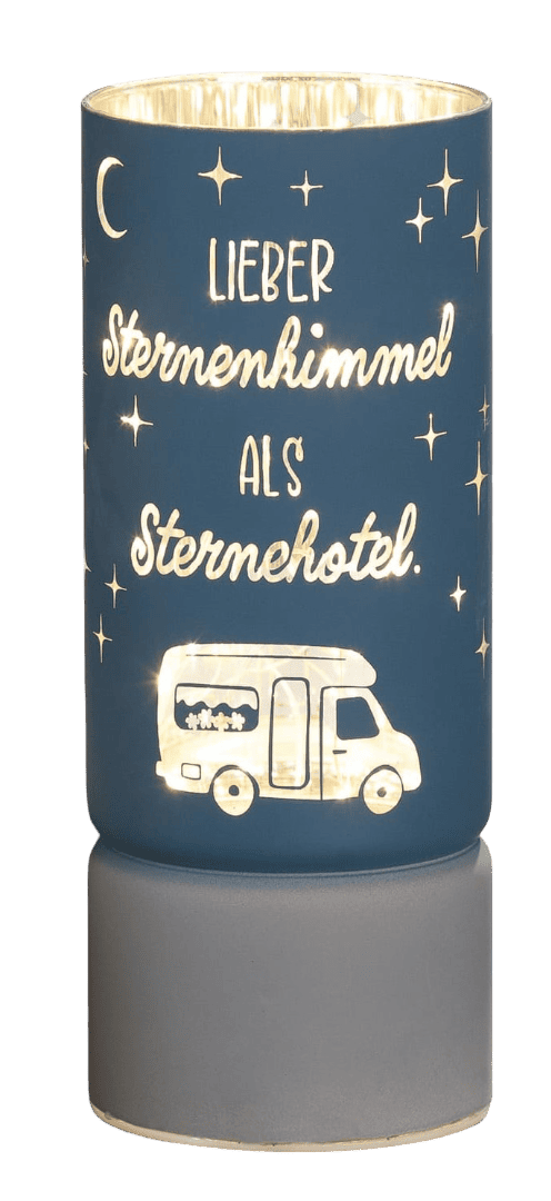 Camping Windlicht blau L - Lieber Sternenhimmel als Sternehotel - 61968 - Gilde Windlicht Camperglück