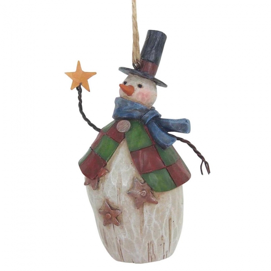 hc-4058774 Heartwood Creek, Jim Shore, Folklore Snowman with Top Hat Ornament, Schneemann, Anhänger