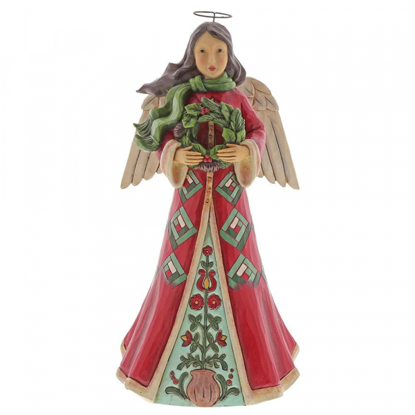 hc-6004246a Heartwood Creek, Jim Shore, Blessings of Home and Hearth, Angel, Engel mit Kranz, 6004246