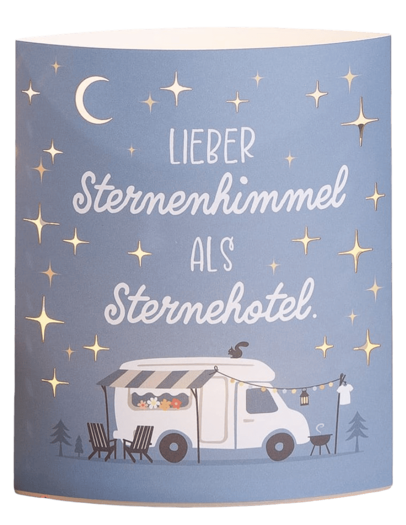 Camping Dekolampe blau - Lieber Sternenhimmel als Sternehotel - 61742 Gilde Dekoleuchte