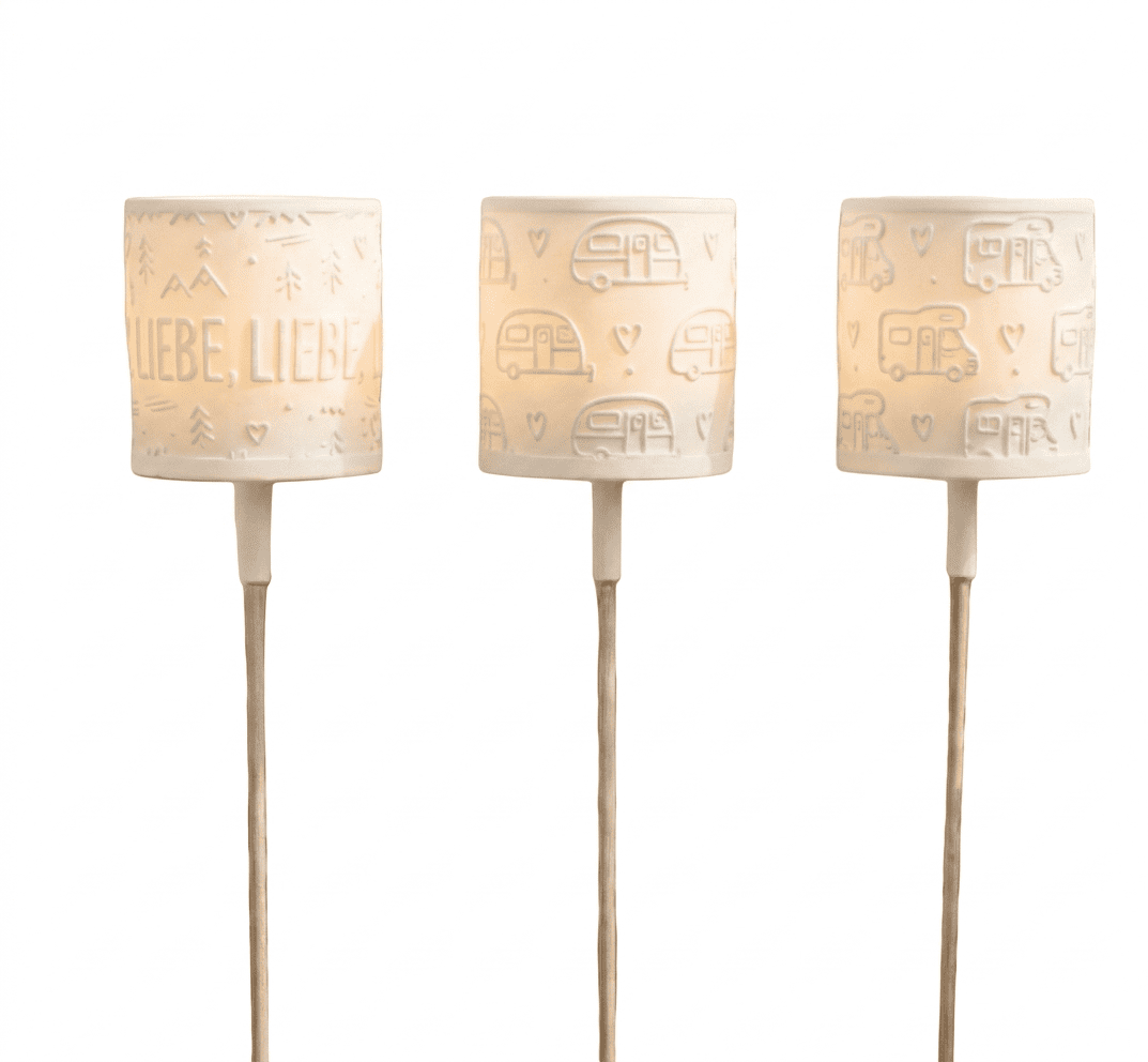 Windlicht 3D-Druck - Dekolampe Camping 3er Set für Holzspieße