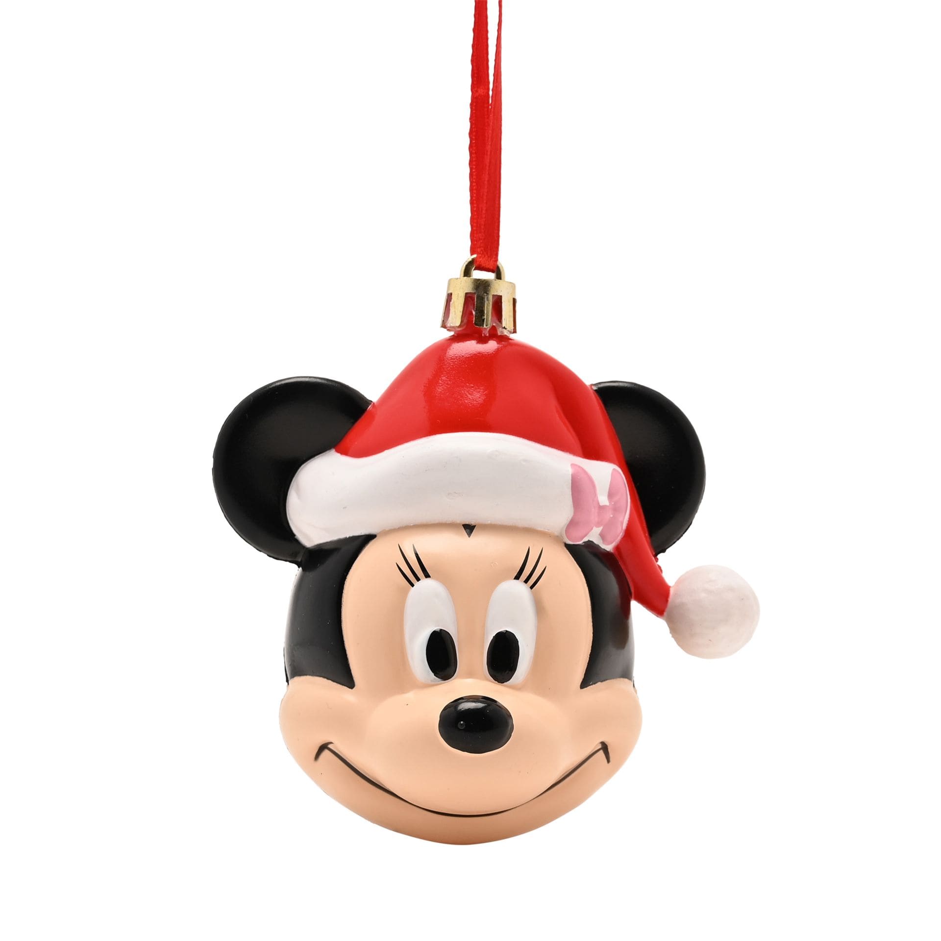 3D Minnie Maus Kopf mit Weihnachtsmütze – Disney Weihnachtskugel & Anhänger XM23353 | Weihnachtsdeko
