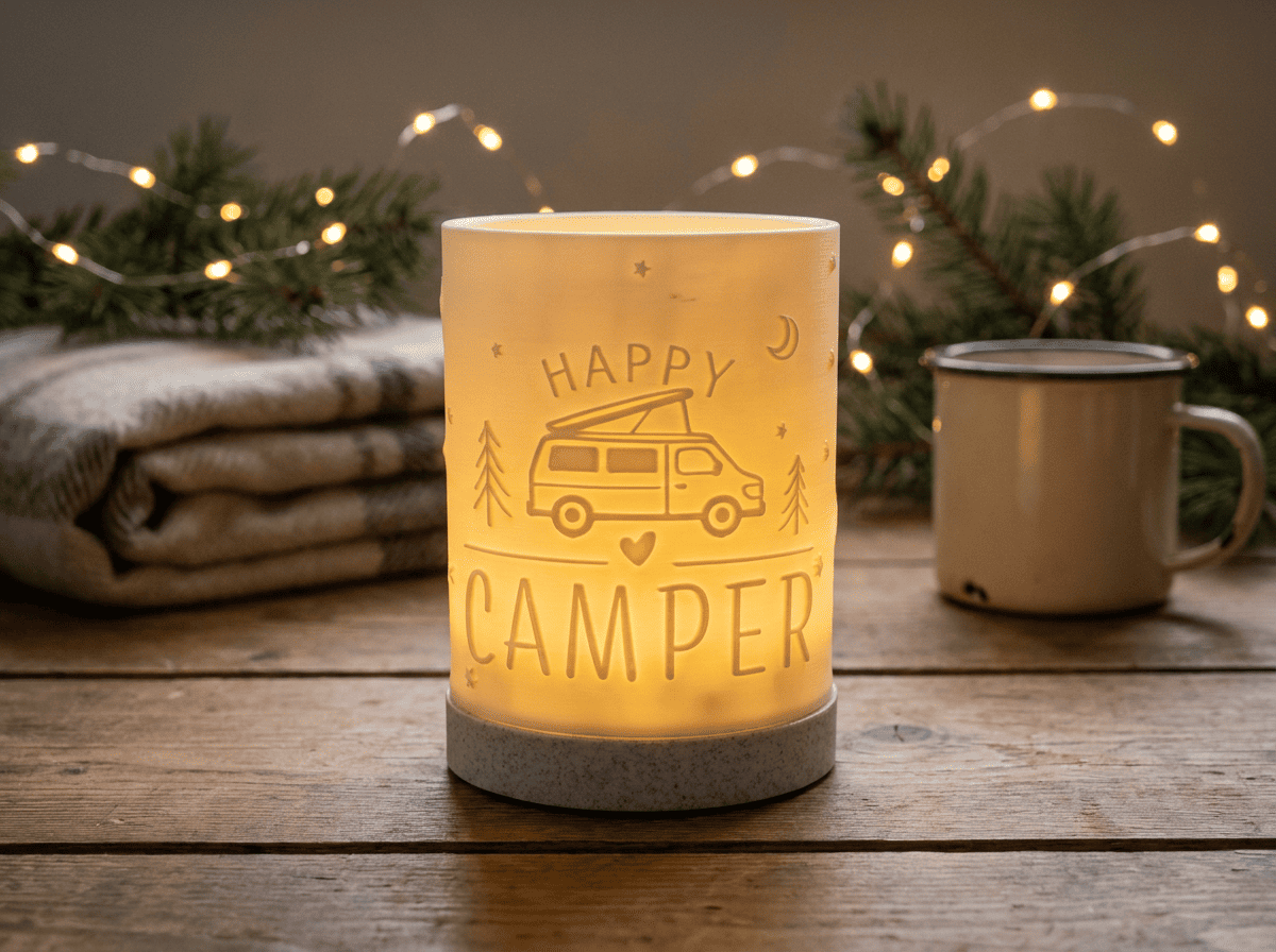 Windlicht 3D-Druck - Dekolampe Happy Camper Wohnmobil 202604