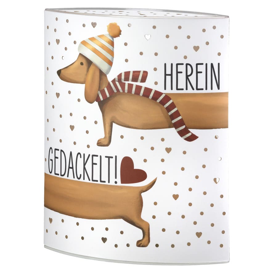 Tischlampe Dackel Frieda - Dekolampe Hund / 63265 Gilde LED Stimmungslicht mit Hundemotiv Dekoleuchte