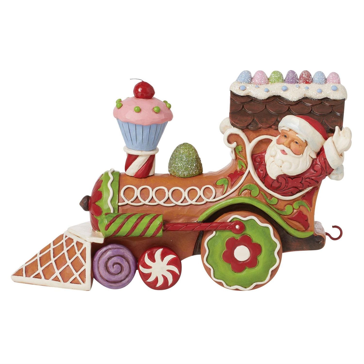 6015432_3 Jim Shore, Heartwood Creek, Jim Shore Santa, 6015432, Gingerbread Santa in Train, Santa's On His Way, Weihnachtsmann im Zug, Jim Shore Weihnachtsfigur