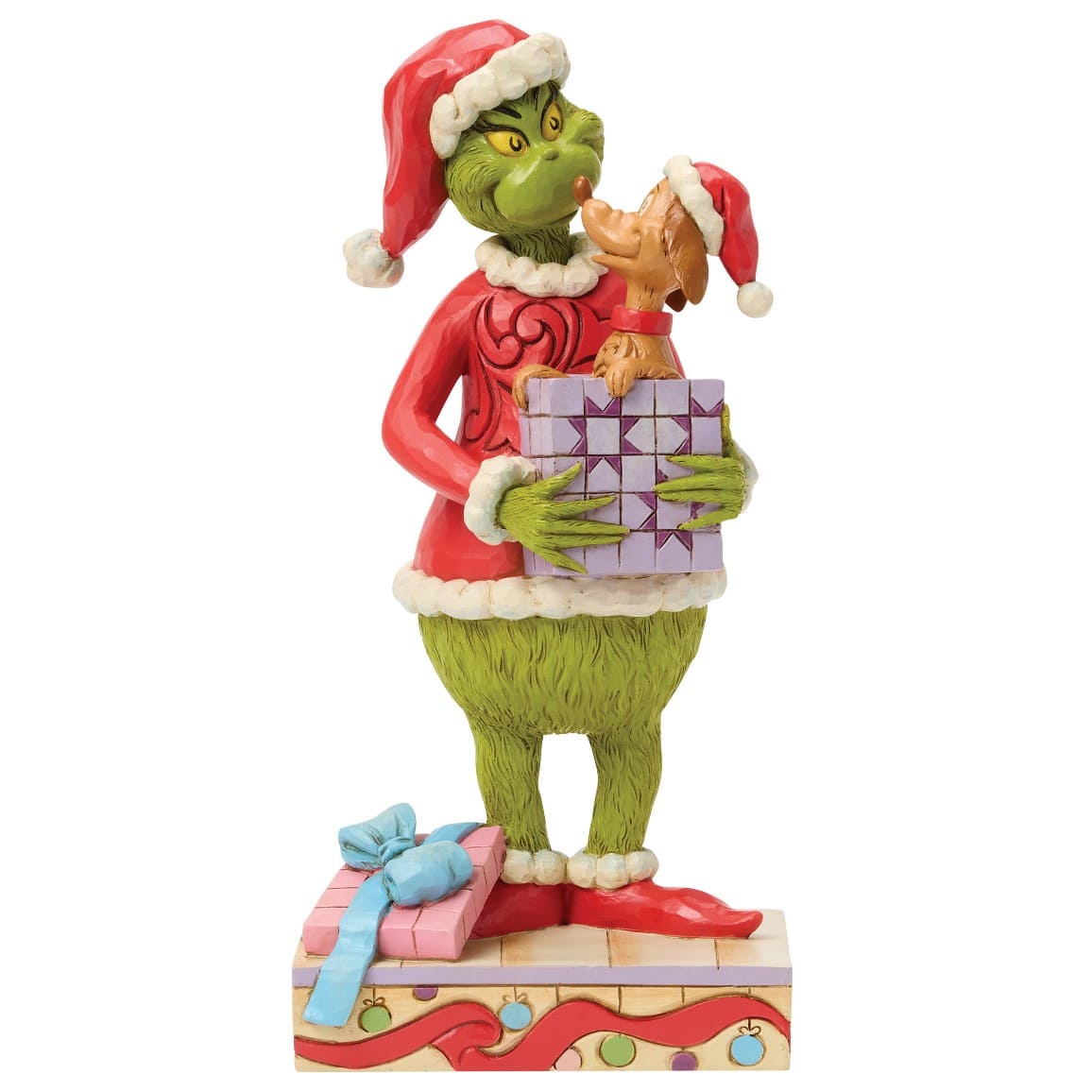 Grinch Holding Gift with Max Popping Out - Max in Geschenkbox - Grinch by Jim Shore 6018957 Grinchfigur