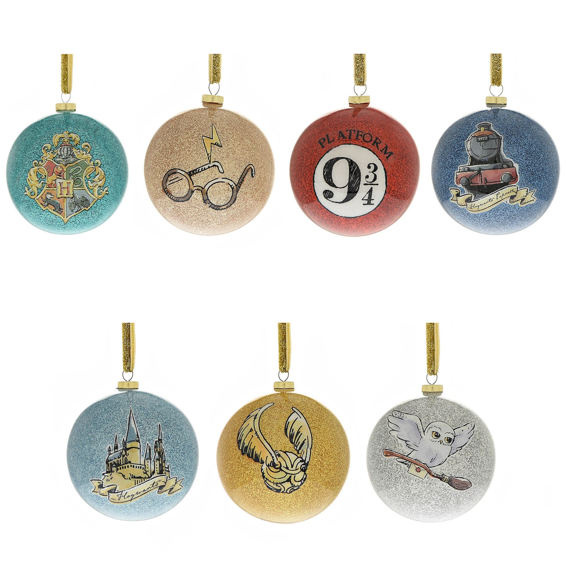 xm10336 Harry Potter, XM10336, Warner Brothers, Harry Potter Charms-Weihnachtskugeln, Harry Potter Baubles, Gryffindor, Slytherin, Hufflepuff, Ravenclaw, Hogwarts-Häuser, Yule Houses Harry Potter
