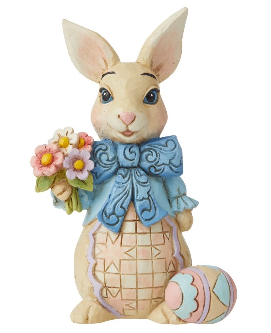 6010277 Jim Shore, Heartwood Creek, Jim Shore Heartwood Creek, Jim Shore Gnome, 6010277, Bunny with Bow and Flowers, Osterhase mit Schleife und Blumen, Jim Shore Ostern, Heartwood Creek Ostern, Jim Shore Osterhase