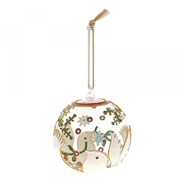 Dove-2 Enesco's Treasury of Ornaments, Ornament, Weihnachtskugel, handbemalt, mundgeblasen, Glaskugel, Dekokugel, Glaskugel Taube, Hochzeitskugel