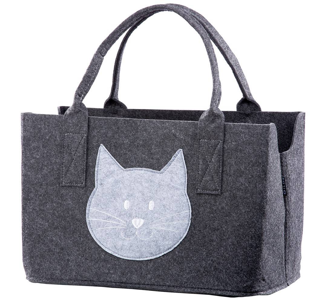 Tasche Katze / Katzenkopf dunkelgrau - Gilde Filztasche 48892 / Einkaufstasche / Strandtasche / Shopper / Handtasche / Tragetasche Tasche Katze / Katzenkopf dunkelgrau - Gilde Filztasche 48892 / Einkaufstasche / Strandtasche / Shopper / Handtasche / Tragetasche