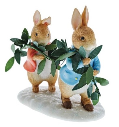 a30484a Beatrix Potter, Peter Rabbit, Peter Hase, Peter Rabbit & Flopsy, A30484, Peter Rabbit & Flopsy mit Blättergirlande, Peter Hase und Flopsy