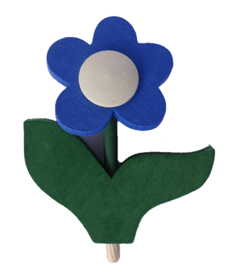 HK-10-530-134 Sebastian Design, Candlering, Kerzenring, Skandinavischer Holzkranz, Skandinavische Kerzenringe, Blume mit Blatt, blau, 10-530-134