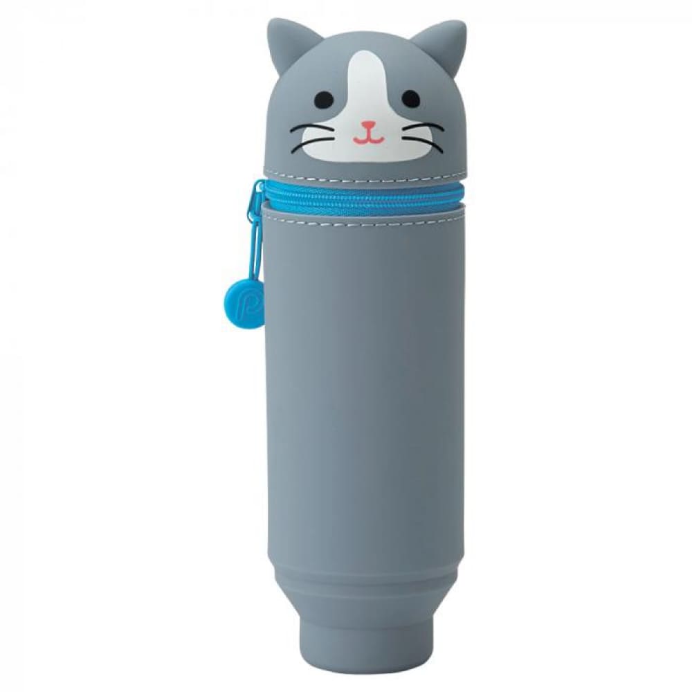 A-7712-4 PuniLabo, Punilabo, Lihit LaPuniLabo, Punilabo, Lihit Lab, Federtasche und Stiftehalter, stehende Federtasche, Pencil Case, animal, Tiere, stand up pen case, A7712-4, Federtasche Graue Katze, Grey Cat, Schlamper, Faulenzer, Federmappeb, Federtasche und St