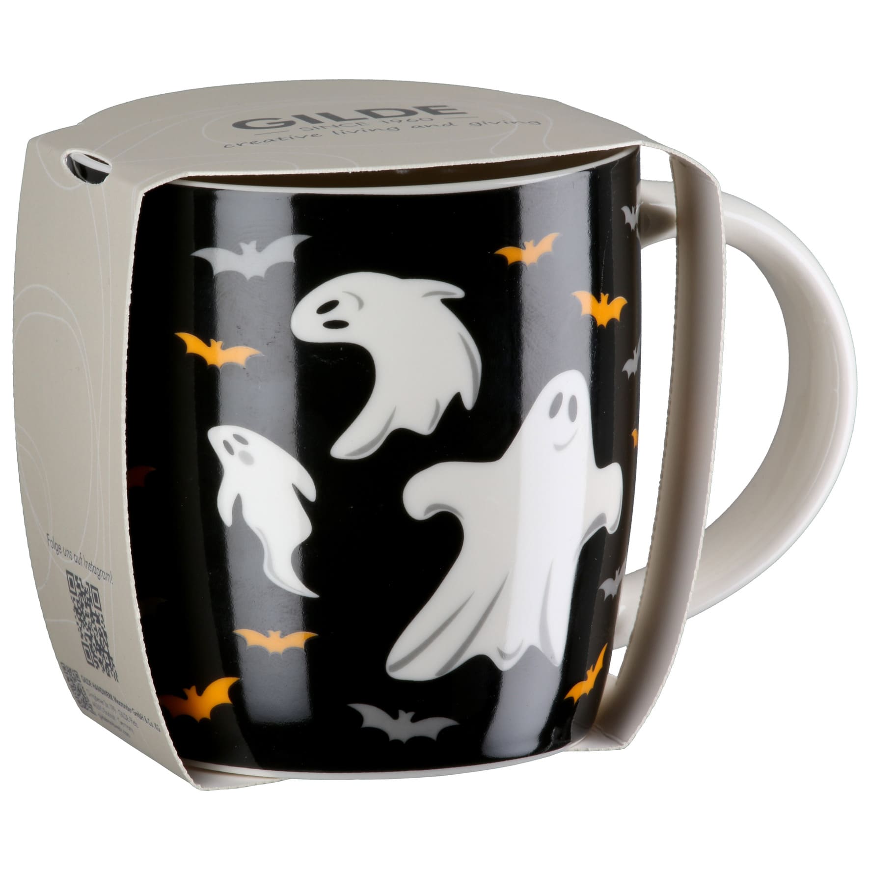 Halloween Becher Gespenster & Fledermäuse - Gilde Tasse 63239 - Gruseliger Halloween Becher 380 ml