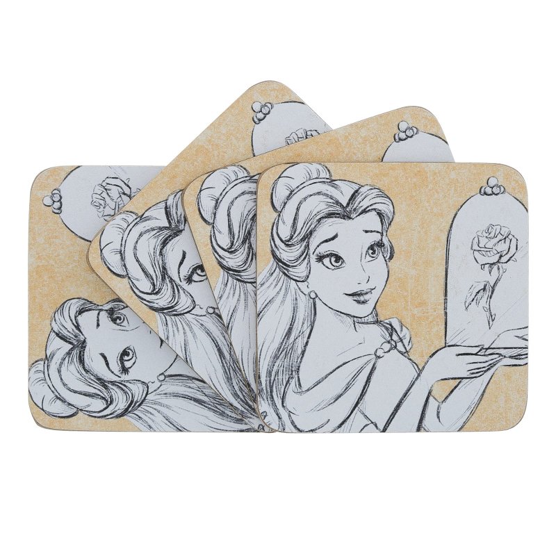 Disney Home Be Our Guest Untersetzer - Coaster Belle Love Blooms - Schöne und das Biest / Set mit 4 Stück - A31837