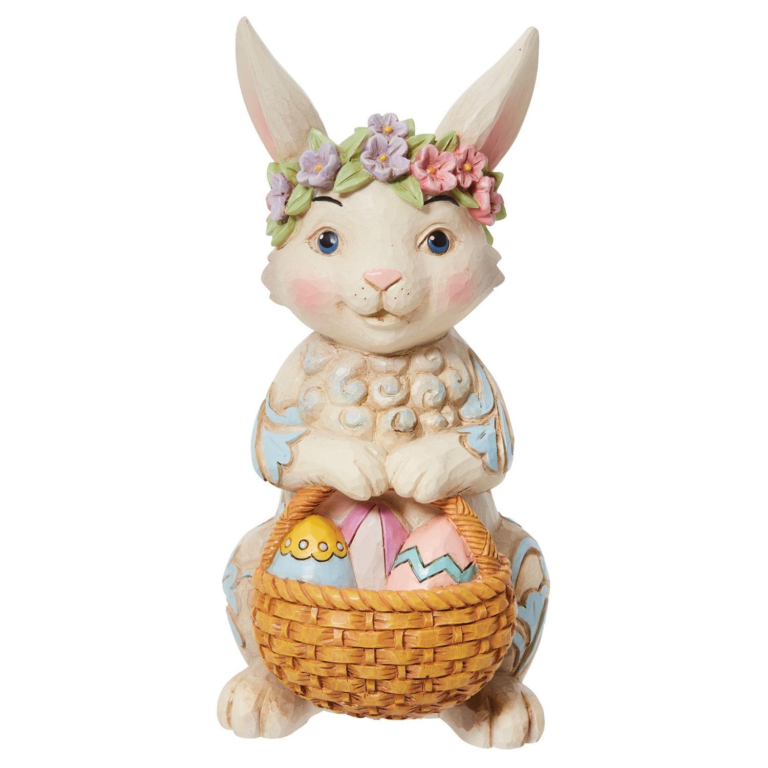 6012443 Jim Shore, Heartwood Creek, Jim Shore Heartwood Creek, Heartwood Creek by Jim Shore, 6012443, Basket of Easter Blessings, Bunny with Egg, Osterhase mit Blumenkranz, Jim Shore Ostern, Heartwood Creek Ostern