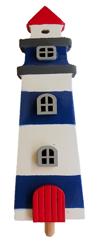 HK-M-026 Sebastian Design, Kerzenring, Kerzenringe, Candle Ring, Holzkranz, Steckfigur für Kerzenring, Jahreszeitenring, Jahreszeitentisch, Steckfigur Leuchtturm, Leuchtturm dunkelblau-weiß, HK-M-026