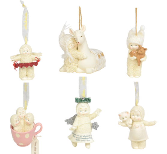 Ornamente-Bundle1 Snowbabies, Department 56, Kristi Jensen Piero, Cat Lady, Peaceful Kingdom Deer, Peaceful Lama, Tea for Three, Angel of Hearts