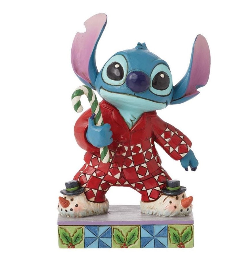 6015008 Jim Shore, Disney Traditions, Jim Shore Disney, 6015008, Christmas Morning, Stitch in Weihnachtspyjama, Stitch in Christmas Pyjama Jim Shore Disneyfigur