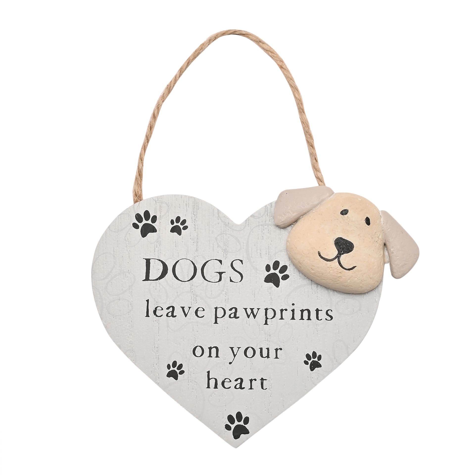 bb633 BB633, Dogs leave pawprints on your heart, Best of Breed, Pebble Dog Heart Plaque, Kieselsteinhund Herzanhänger, Hundefan, Geschenk Hund, Hunde, Dog, Anhänger, Paw Prints, Pfotenabdruck