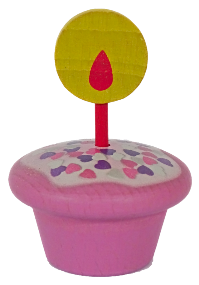 HK-13155a1 Geburtstagsmuffin, rosa mit Herzchen -Steckfigur für den großen Kerzenring von Sebastian Design