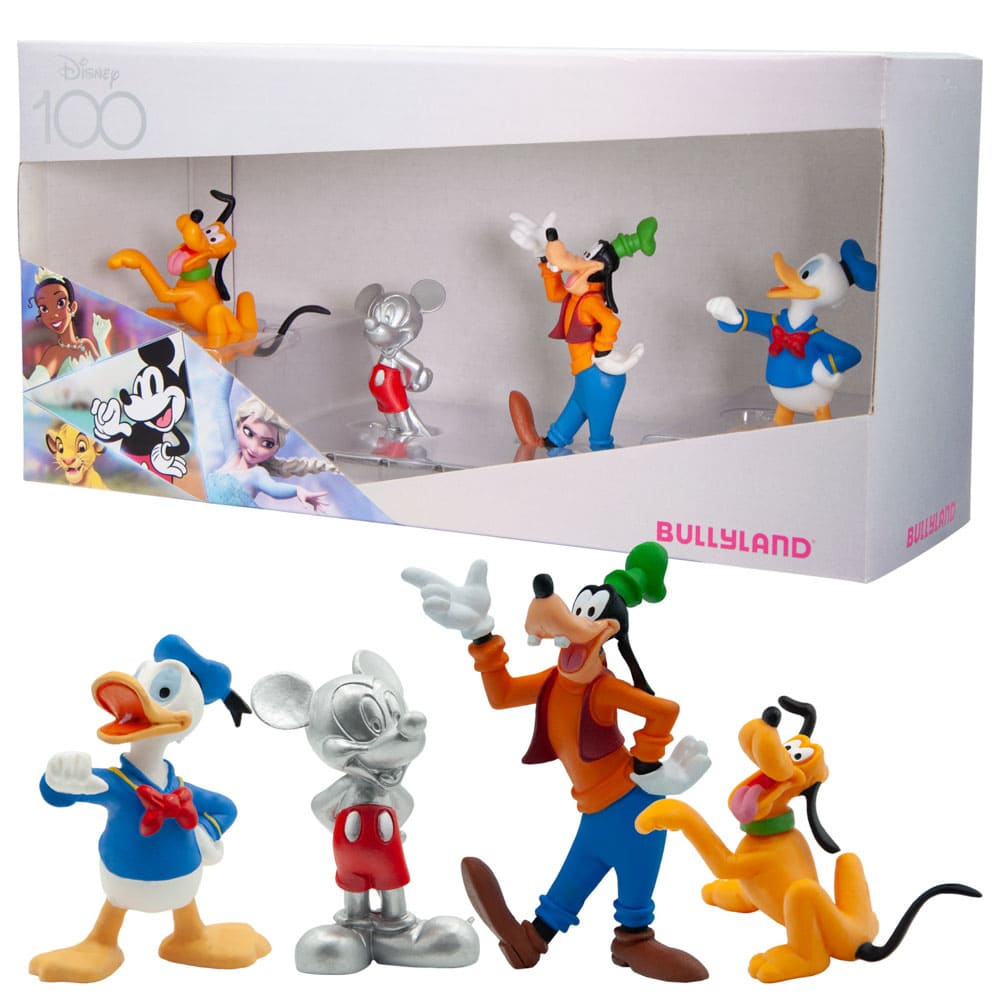 Micky & Friends - Disney 100 Micky, Donald, Pluto & Goofy Platin Geschenkset - Bullyland Disneyfigur 15150