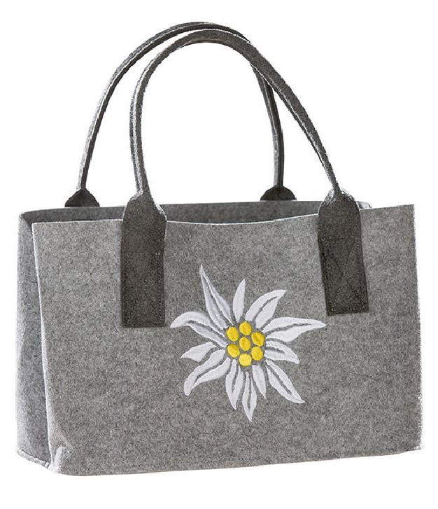 Edelweiß Tasche hellgrau - Gilde Filztasche 42436 / Einkaufstasche / Strandtasche / Shopper / Handtasche / Tragetasche
