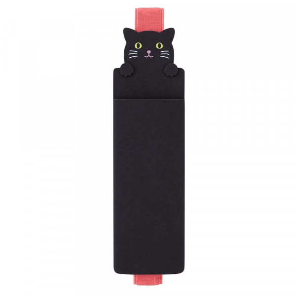 pl-a7720-3 Lihit Lab, Punilabo, Black Cat Book Band Pen Case, Schwarze Katze Stifteetui mit Buchband