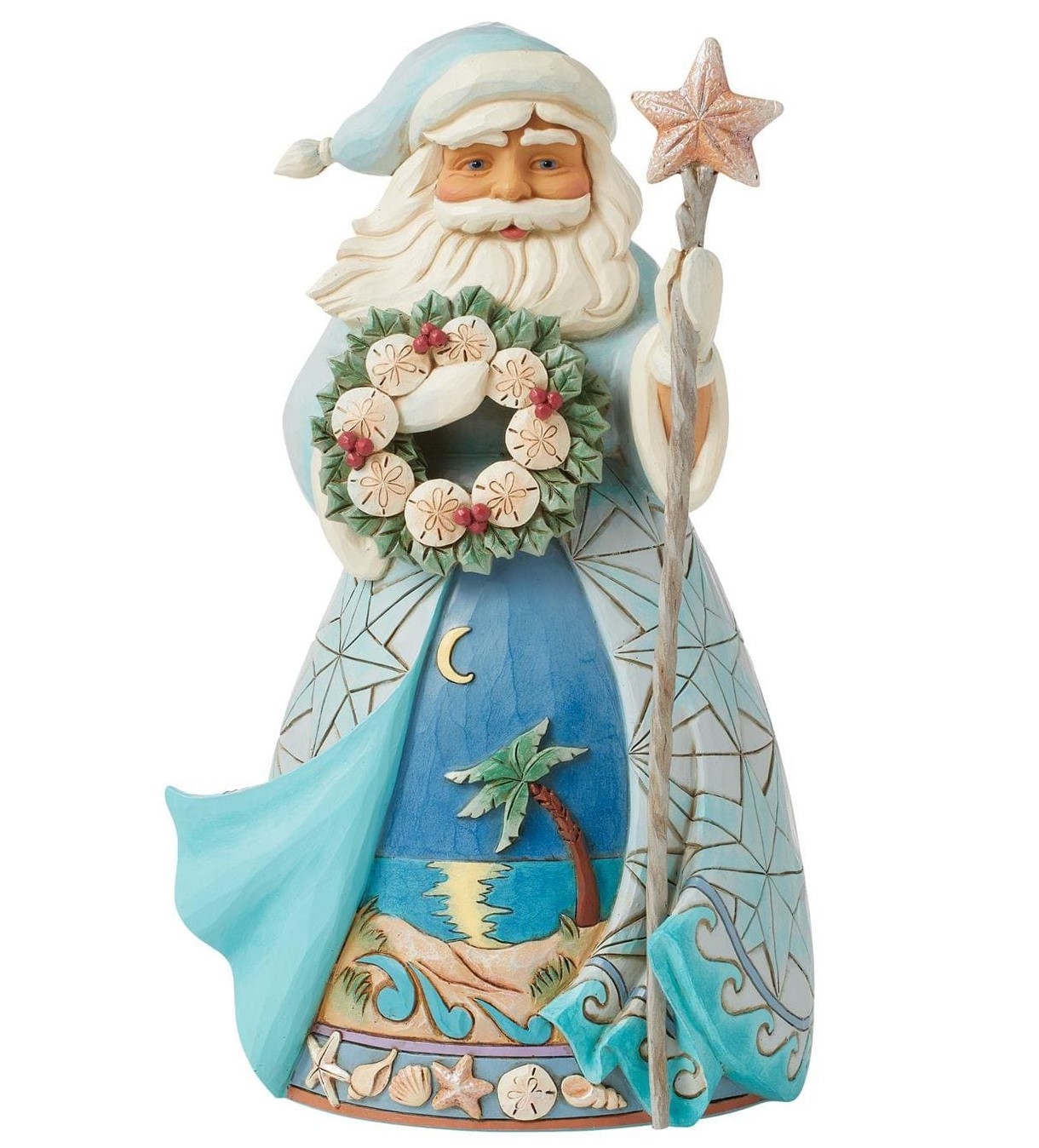 6016517 Jim Shore, Heartwood Creek, Jim Shore Weihnachtsfigur, 6016517, Shell-abrate the Season, Sand Dollar Santa, Sanddollar Weihnachtsmann, Coastal Collection