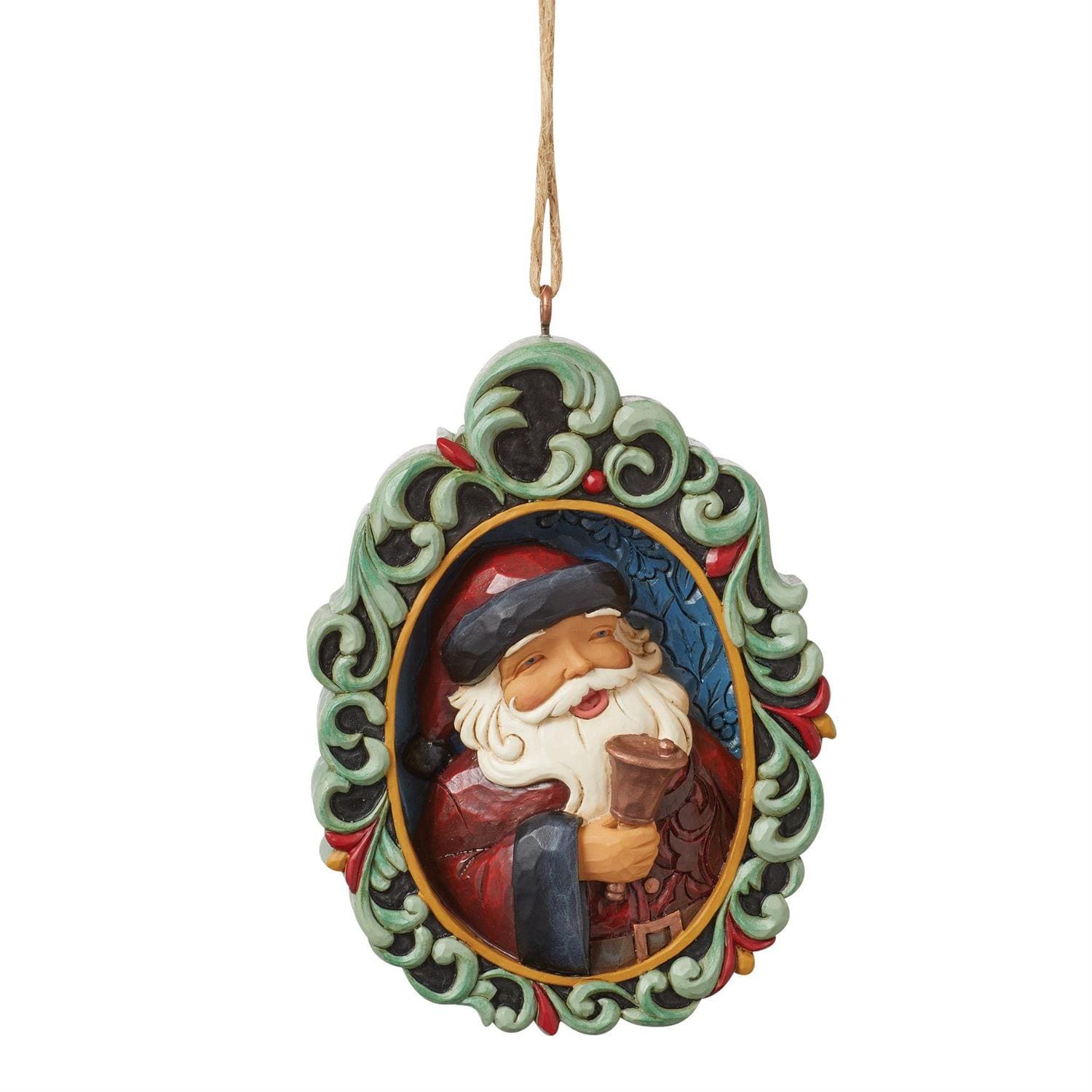 Jim Shore, Heartwood Creek, Jim Shore Santa, 6015493, Holiday Manor Santa Ornament, Weihnachtsanhänger, Santa with Bell Ornament, Weihnachtsanhänger, Jim Shore Weihnachtsfigur
