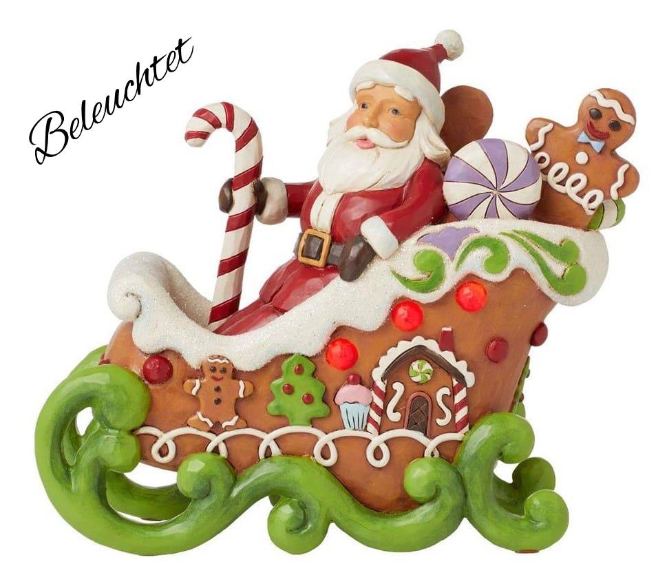 6015409a Jim Shore, Heartwood Creek, Jim Shore Santa, 6015409, Gingerbread Santa in Sleigh, Sharing Sweet Holiday Cheer, Weihnachtsmann im Schlitten, Jim Shore Weihnachtsfigur