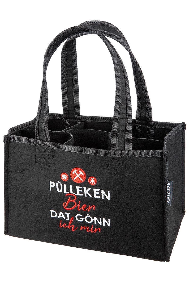 Flaschentasche Pülleken Bier Dat gönn ich mir - Gilde Flaschentasche Filztasche 49922 / Flaschenträger 6 Flaschen - Tragetasche Flaschentasche Pülleken Bier Dat gönn ich mir - Gilde Flaschentasche Filztasche 49922 / Flaschenträger 6 Flaschen - Tragetasche