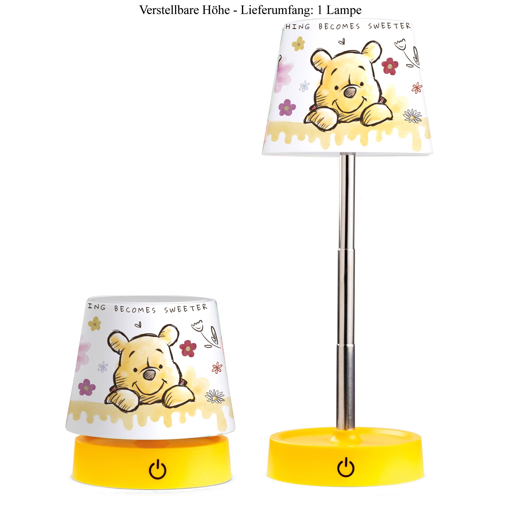Disney LED-Tischleuchte Winnie Puuh - Winnie Pooh gelb, höhenverstellbar 183019 - Disney Nachttischlampe - Disney Lampe