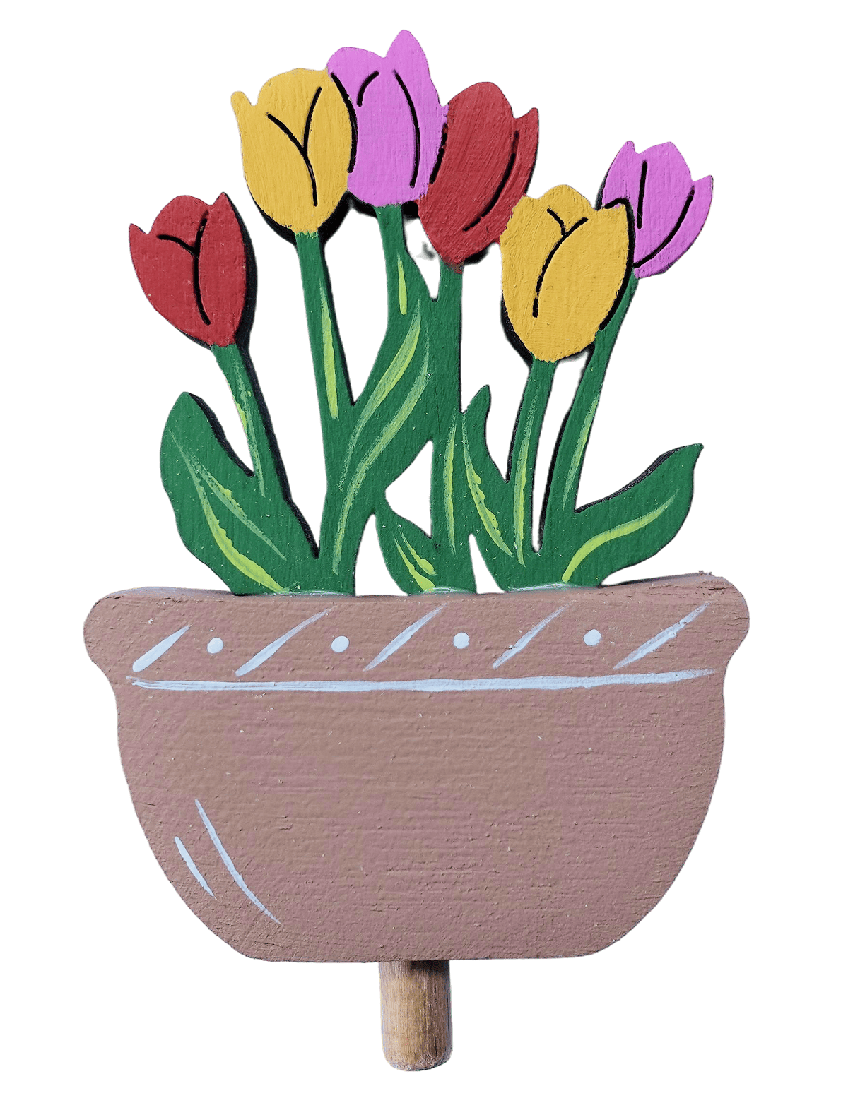 Blume - Blumentopf mit Tulpen - Steckfigur für den großen Kerzenring von Sebastian Design Blume - Blumentopf mit Tulpen - Steckfigur für den großen Kerzenring von Sebastian Design