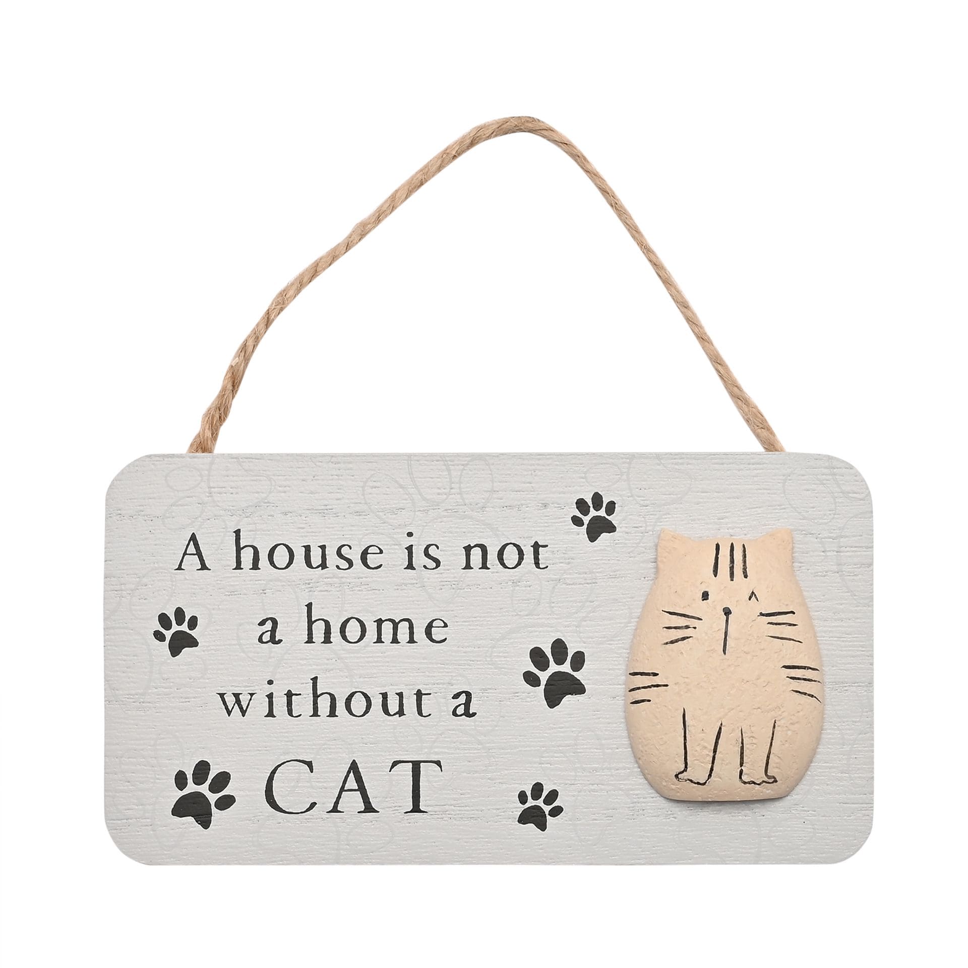 bb634 BB634, A house is not a home without a cat, Best of Breed, Pebble Cat Plaque, Kieselsteinkatze Anhänger, Katzenfan, Geschenk Katze, Katzen, Cat, Anhänger, Paw Prints, Pfotenabdruck, Plakette