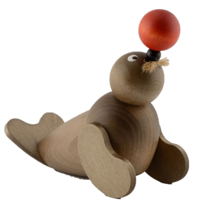 HK-43d Sebastian Design, Kerzenring, Kerzenringe, Candle Ring, Holzkranz, Steckfigur für Kerzenring, Jahreszeitenring, Jahreszeitentisch, Steckfigur Robbe, Robby mit rotem Ball, HK-43D, Steckfigur Seelöwe, Kerzenkranz